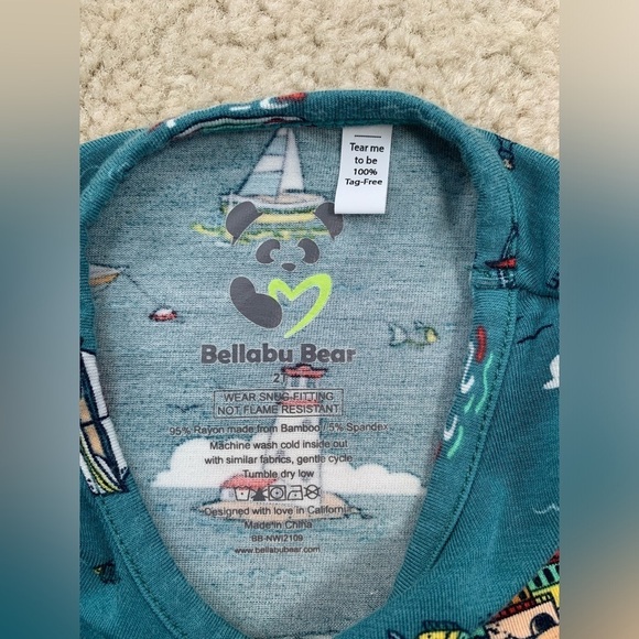 Bellabu Bear Size 2T Lighthouse Sailboat Bamboo Pajamas Set - Picture 3 of 5